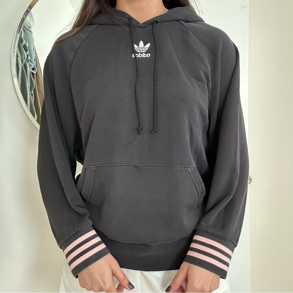 Adidas Hoodie with Pink Striped Sleeves